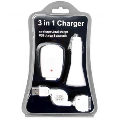 Adaptateur secteur + chargeur de voiture pour iPhone 4S 16GB 